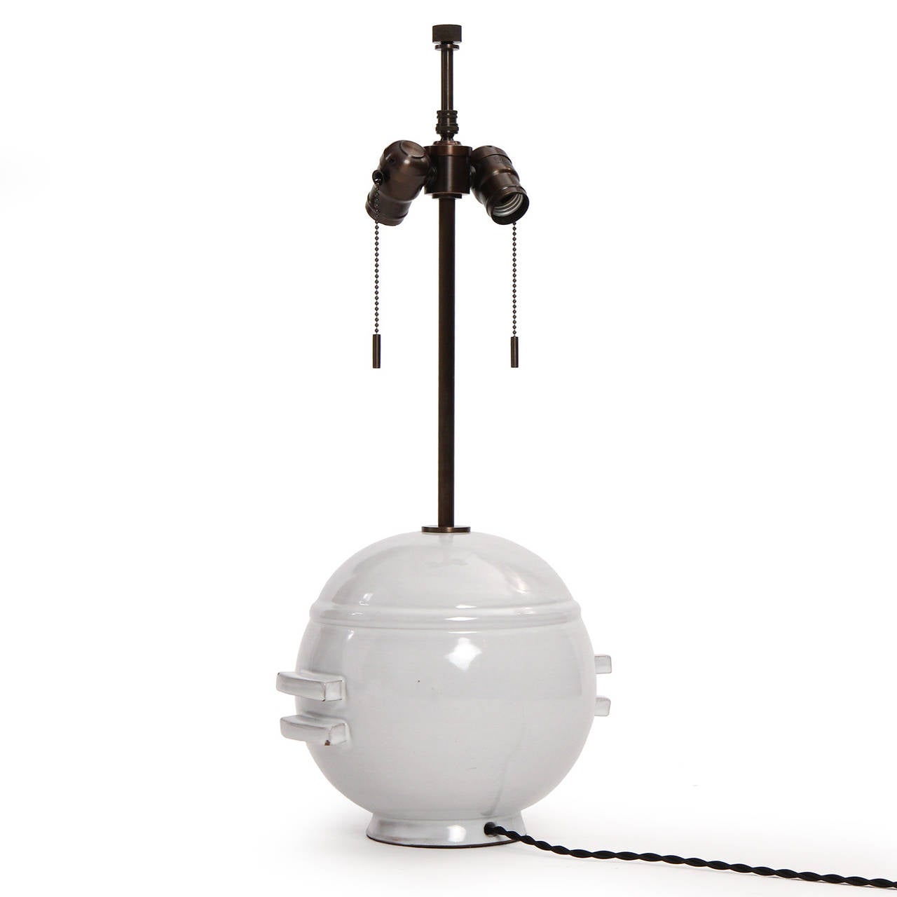 Spherical Ceramic Table Lamp In Good Condition In Sagaponack, NY