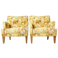 Pair of Floral Lounge Chairs by Edward Wormley