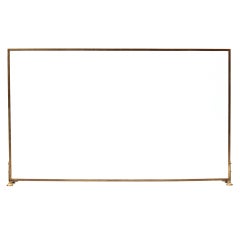 Large Glass And Brass Fire Screen