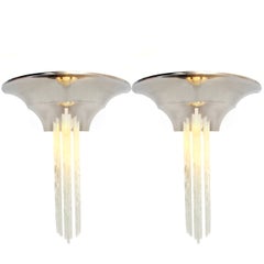 A Pair of Monumental Art Deco Revival Wall Lamps by Jean Perzel for Perzel