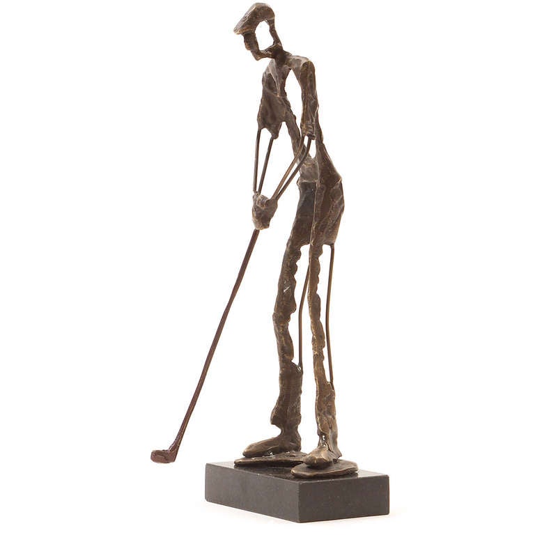 Mid-Century Modern Bronze Golfing Sculpture