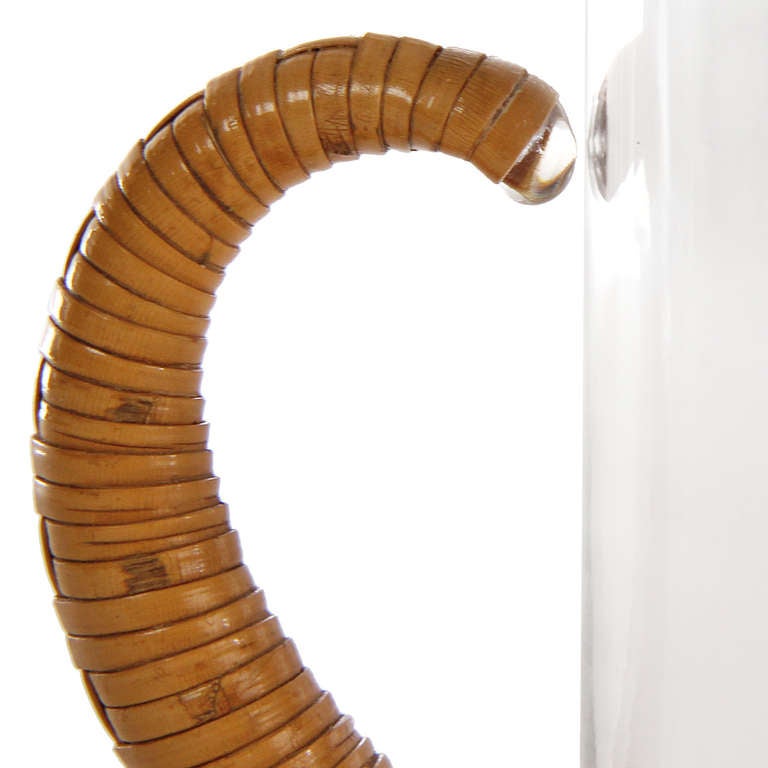 Mid-20th Century Stein with Cane Wrapped Handle In the Style of Carl Aubock, 1950s For Sale