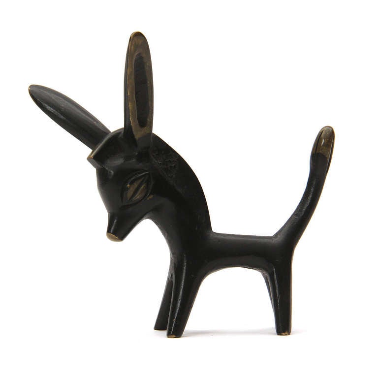 A modernist bronze donkey in the style of Walter Bosse from Taxco, Mexico.