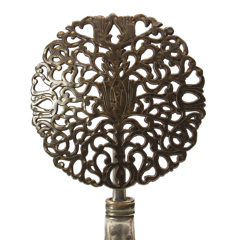 Nickel Foliate Finial Andirons