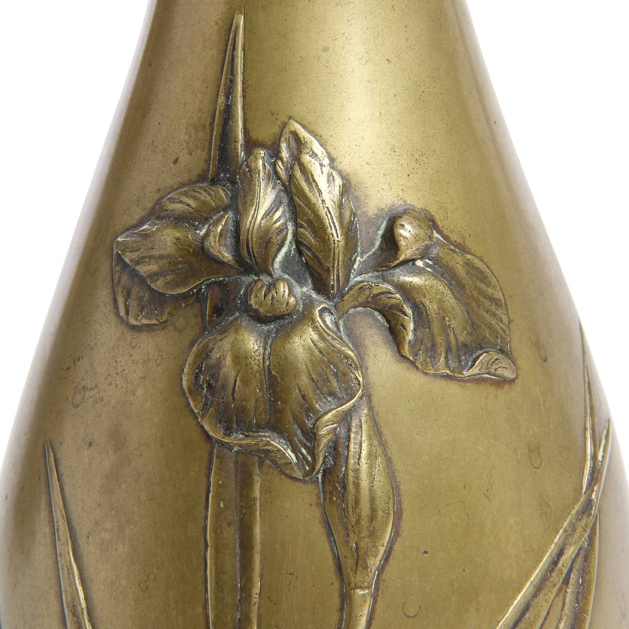 Meiji Japanese High-Relief Bronze Vase For Sale