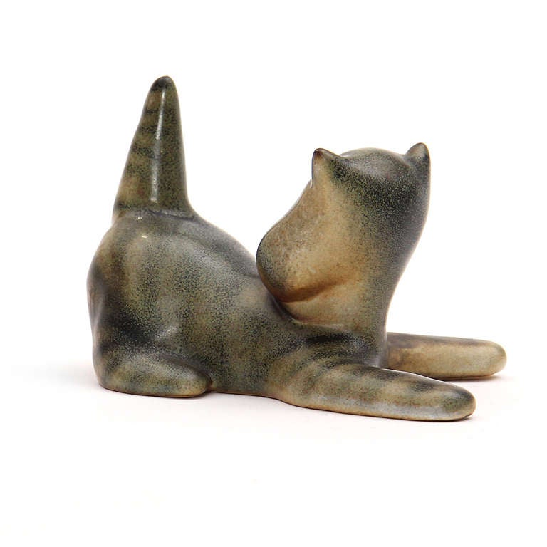 Mid-20th Century Ceramic Cat by Michael Schilkin