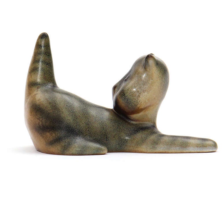 Ceramic Cat by Michael Schilkin In Good Condition In Sagaponack, NY