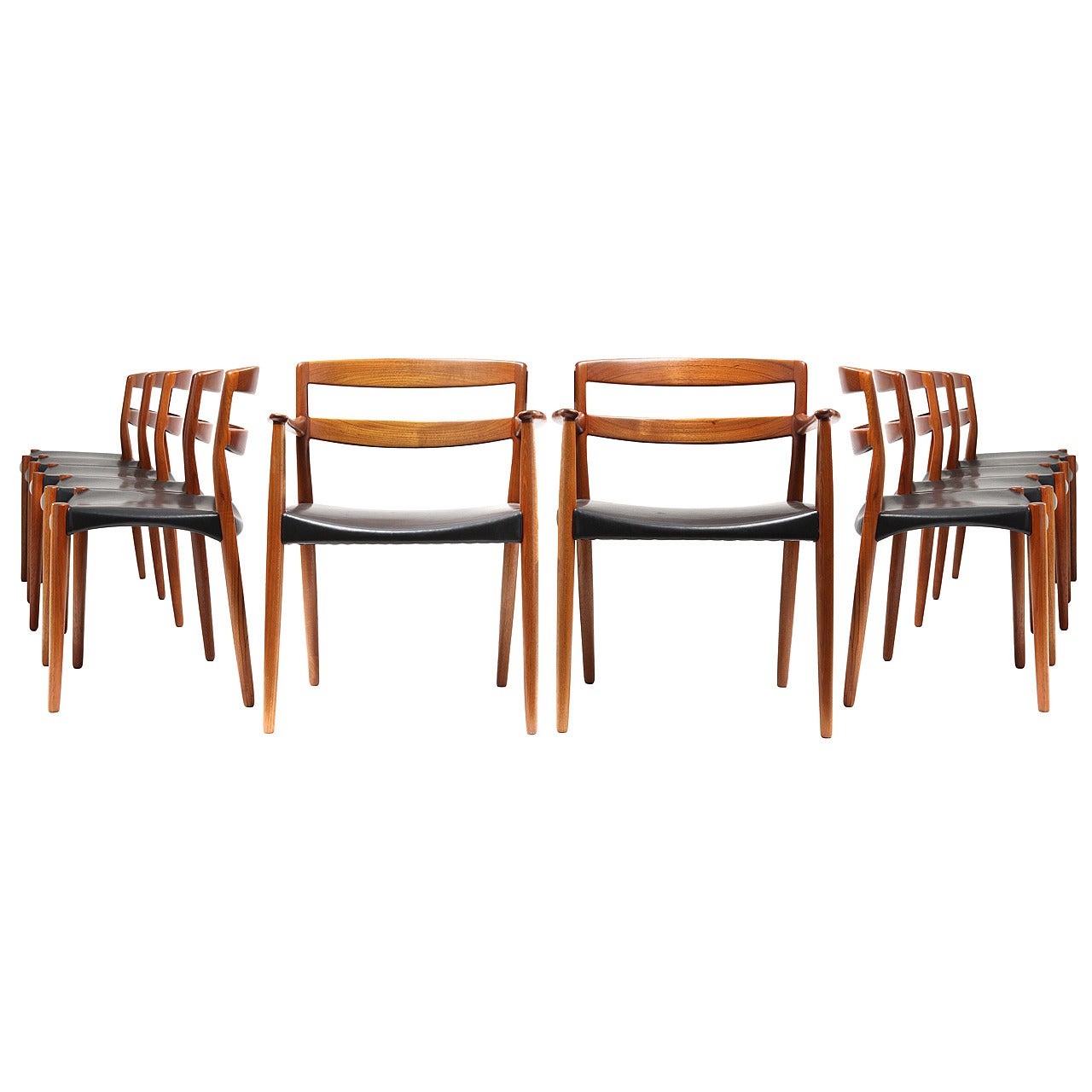 Set of 12 Dining Chairs by Ejner Larsen & Aksel Bender Madsen