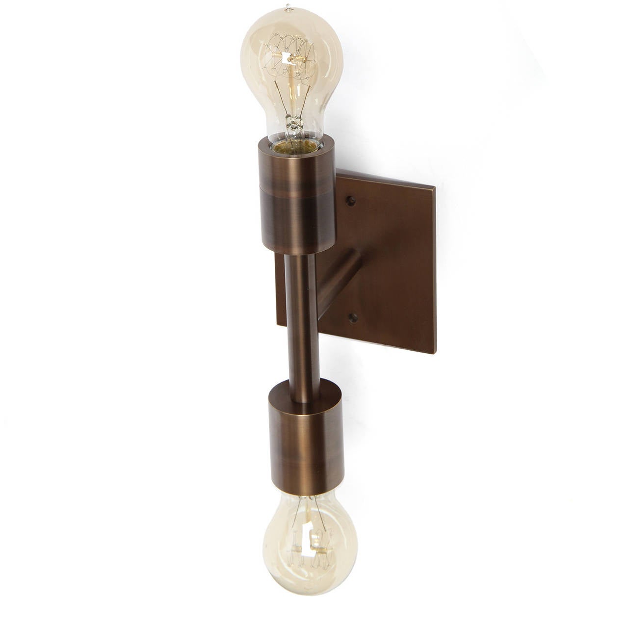 Industrial Wyeth Original Double Wall Sconce in Patinated Brass For Sale