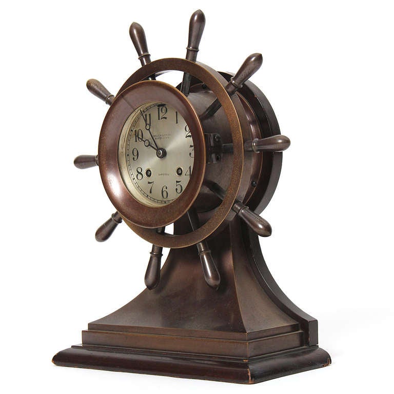 American Craftsman Horloge nautique des années 1930 par Chelsea Clock Company pour Bigelow Kennard & Co. en vente