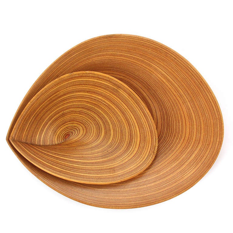 Exquisitely crafted organic trays carved from Finnish birch plywood. These leaf-shaped forms were named 