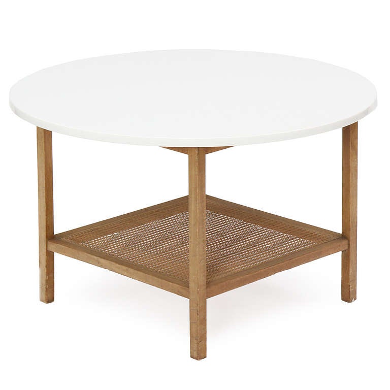 Rattan Shelf Side Table by Paul McCobb for Calvin Furniture, 1950s In Good Condition For Sale In Sagaponack, NY