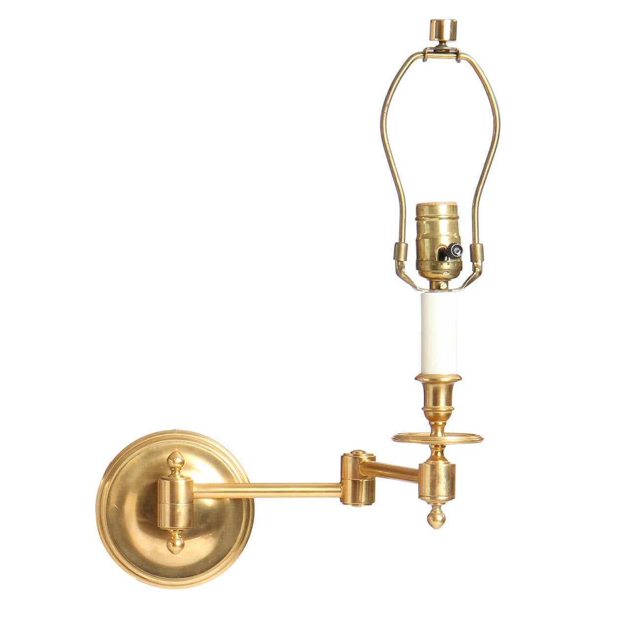 A Pair of Brass Swing Arm Wall Sconces 3