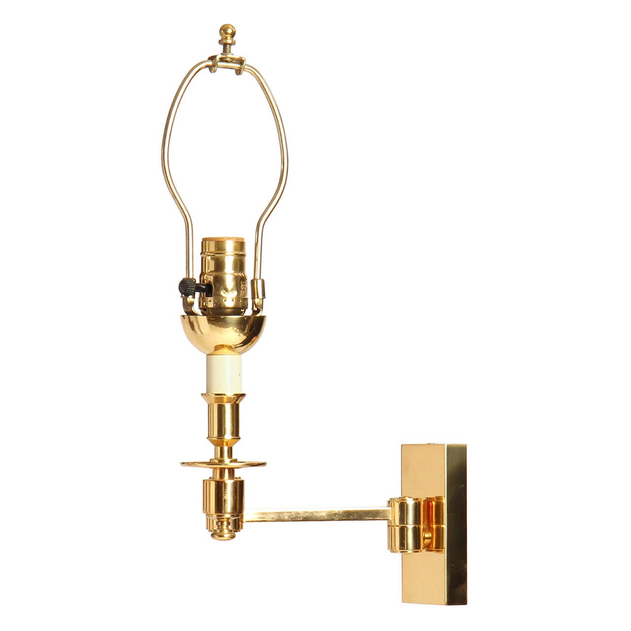 Mid-20th Century Polished Brass Swing Arm Sconces