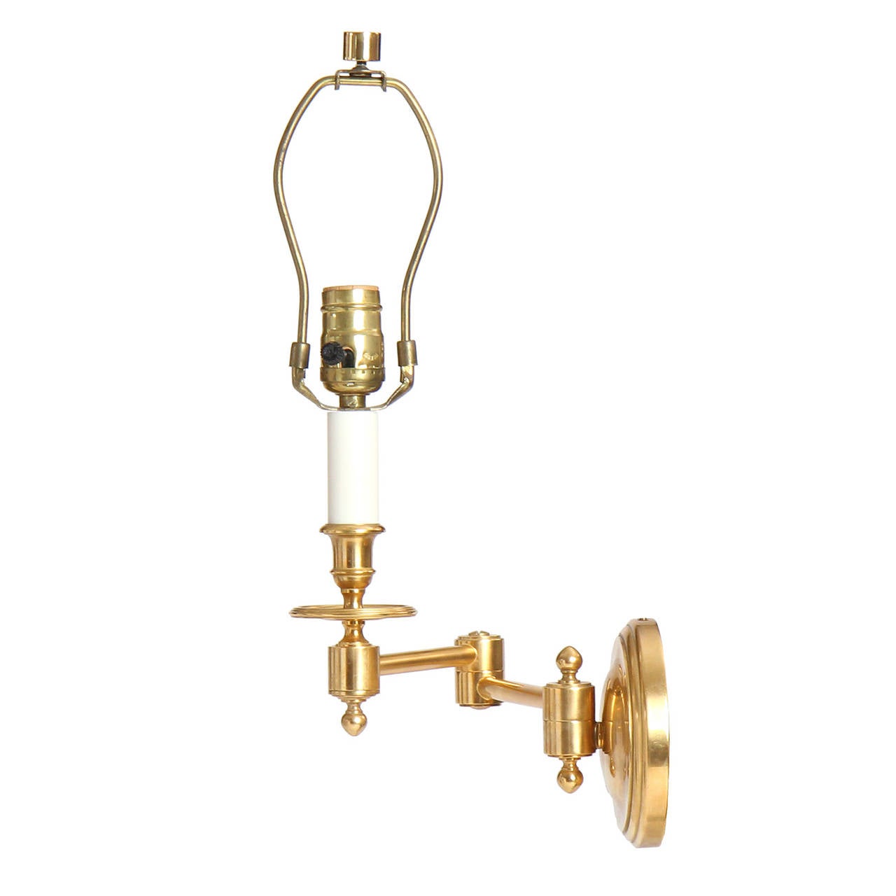 Mid-20th Century A Pair of Brass Swing Arm Wall Sconces