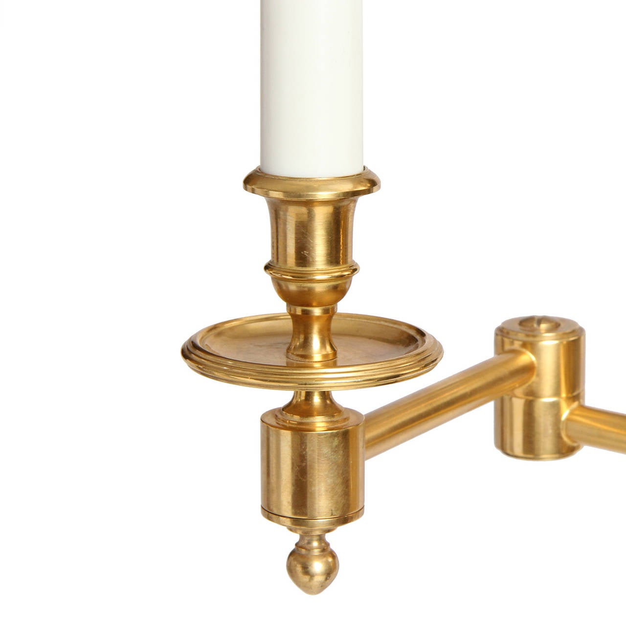 A Pair of Brass Swing Arm Wall Sconces In Good Condition In Sagaponack, NY