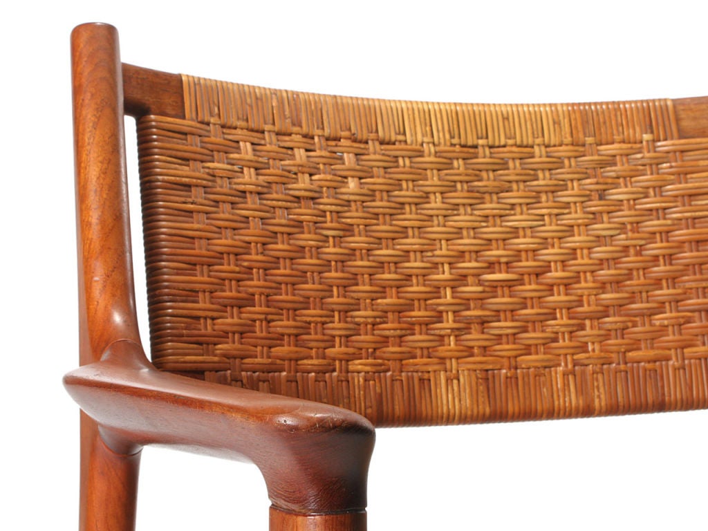Teak and Cane Armchair by Hans Wegner For Sale 3