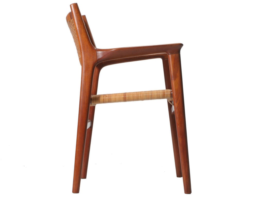 Mid-20th Century Teak and Cane Armchair by Hans Wegner For Sale