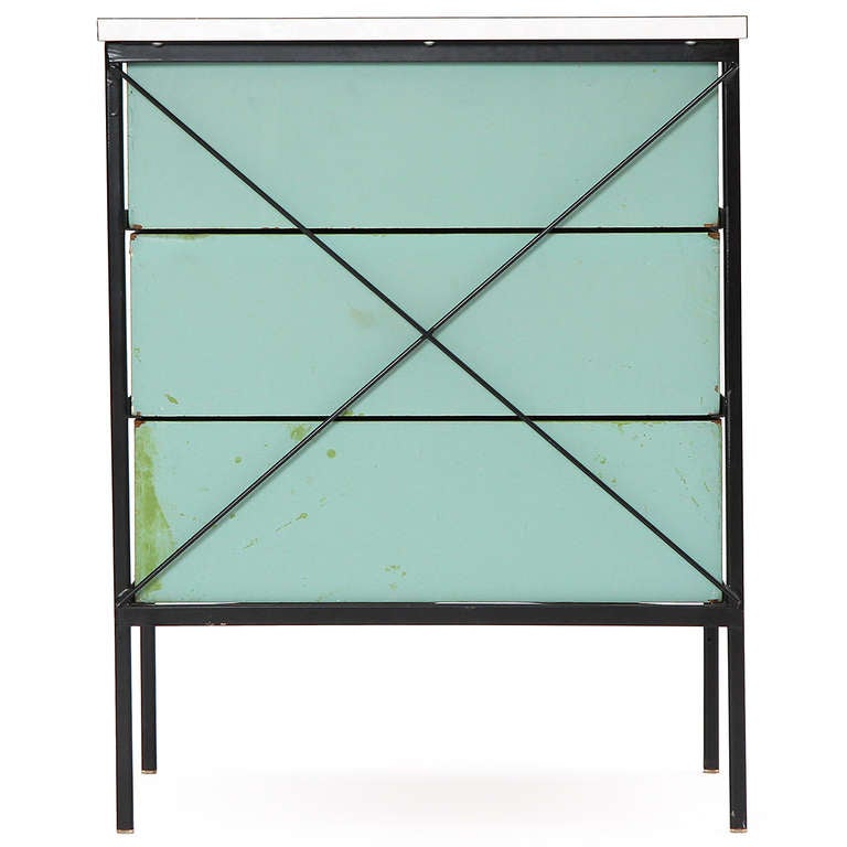 Lacquer Steel Frame Nightstand by George Nelson