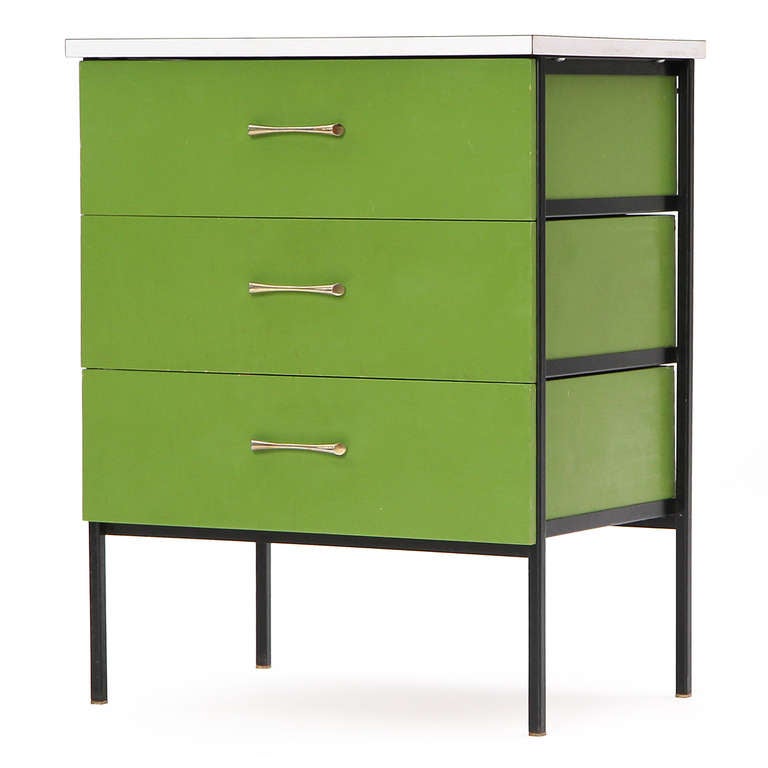 Mid-Century Modern Steel Frame Nightstand by George Nelson