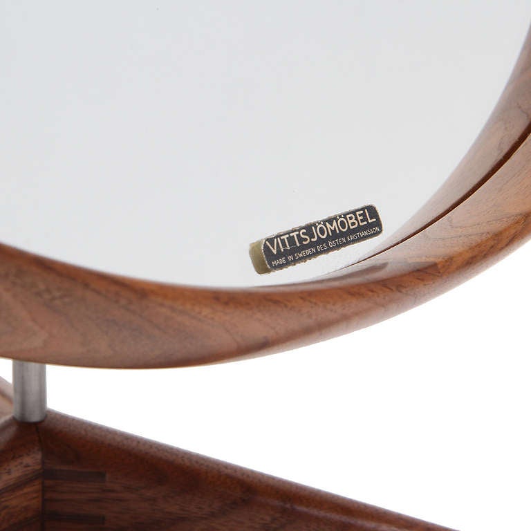 Walnut Modernist Table Mirror by Uno and Osten Kristiansson