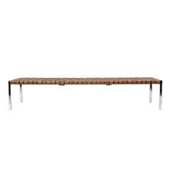 Steel and Leather Bench by Laverne