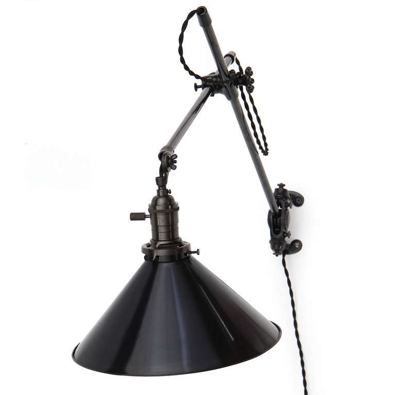 Articulating Wall Lamp by O.C. White In Good Condition In Sagaponack, NY