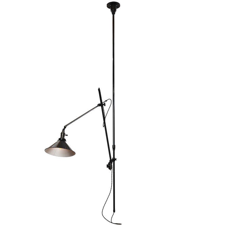 Articulating Industrial Ceiling Lamp by O.C. White In Good Condition For Sale In Sagaponack, NY