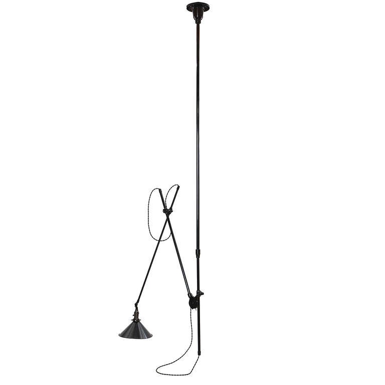 Steel Articulating Industrial Ceiling Lamp by O.C. White For Sale