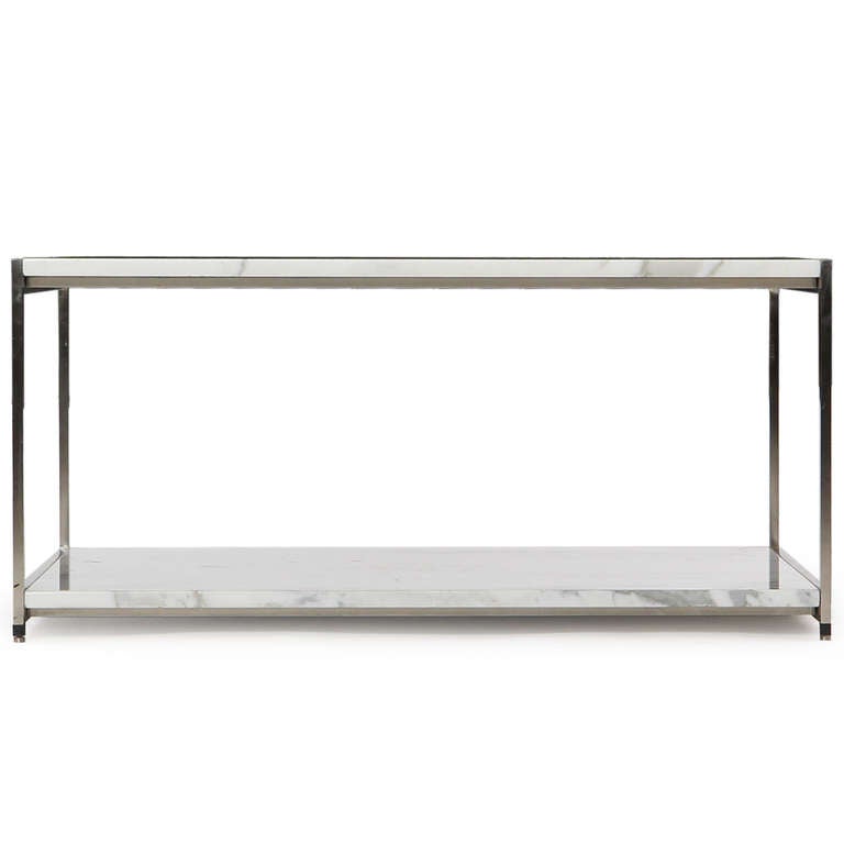 Zweistöckiger Tisch aus Carrara-Marmor von Ward Bennett für Brickel Associates, 1960er Jahre (Mitte des 20. Jahrhunderts) im Angebot