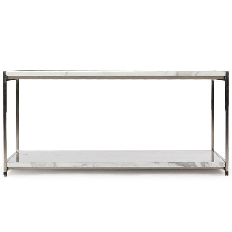 Two-Tiered Carrara Marble Table by Ward Bennett In Good Condition For Sale In Sagaponack, NY