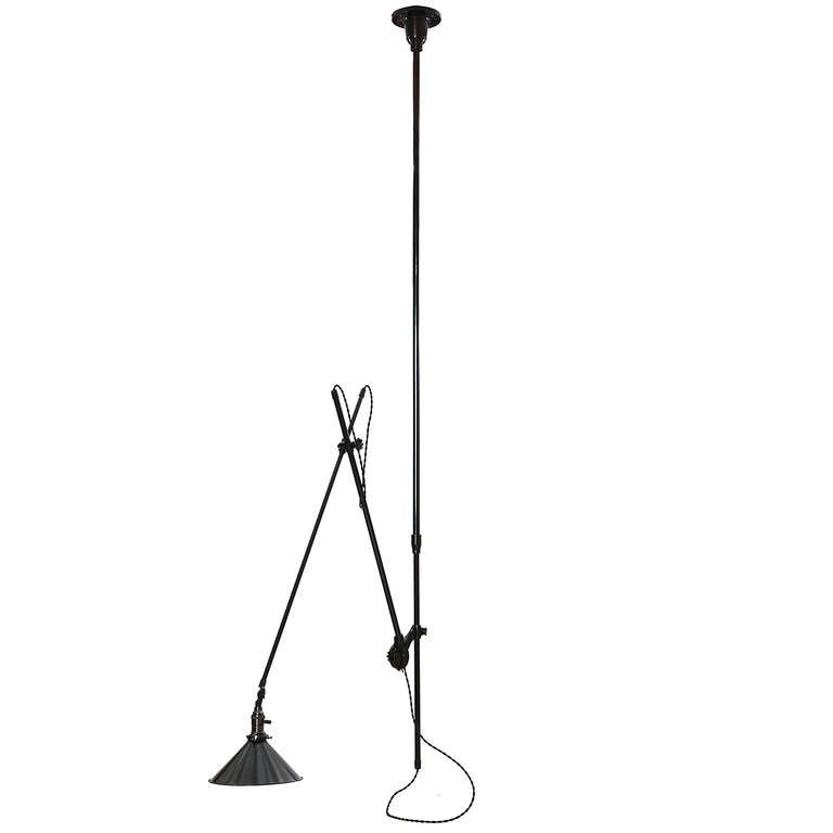 Articulating Industrial Ceiling Lamp by O.C. White In Good Condition For Sale In Sagaponack, NY