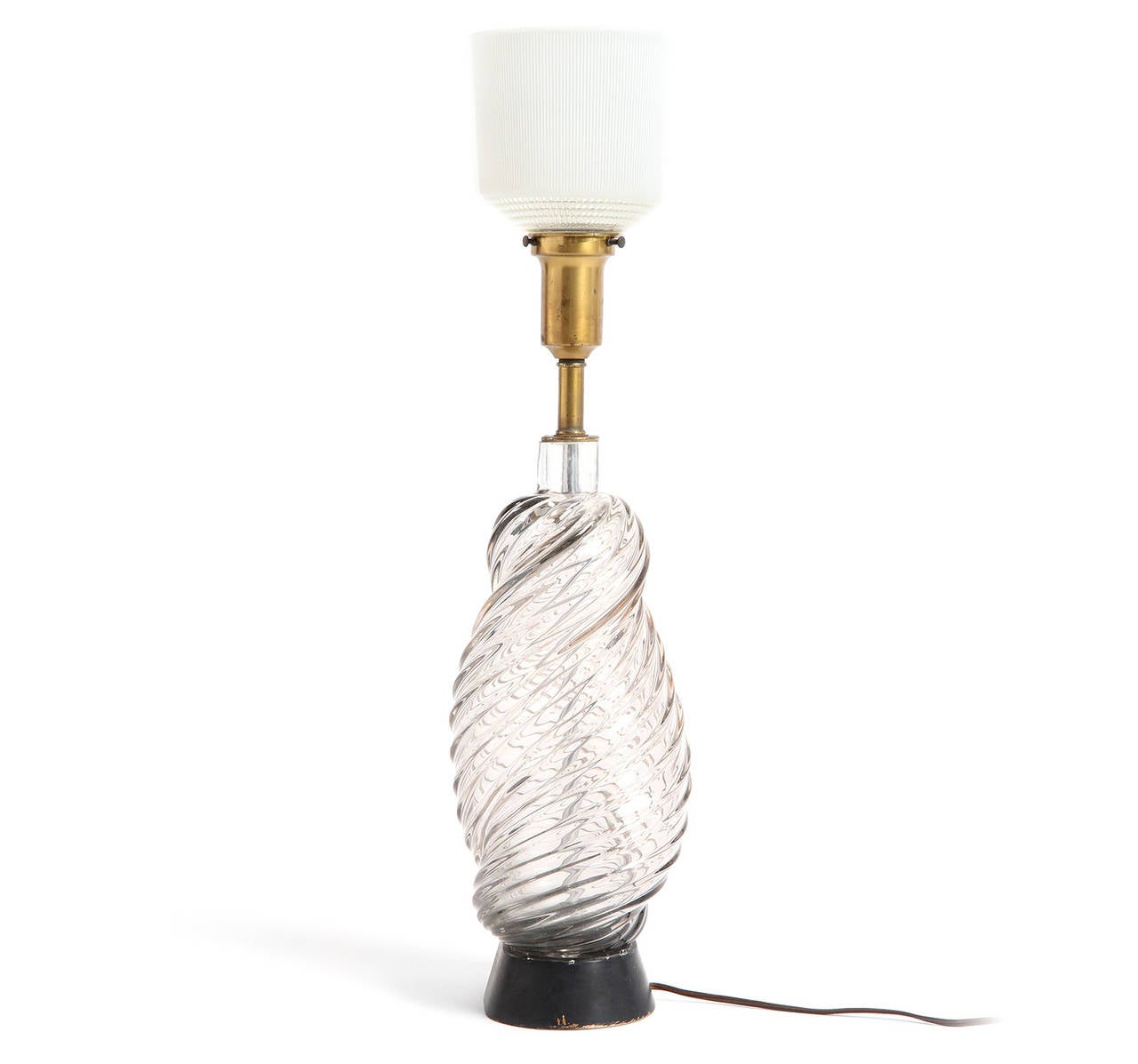 American Spiraling Striated Glass Desk Lamp