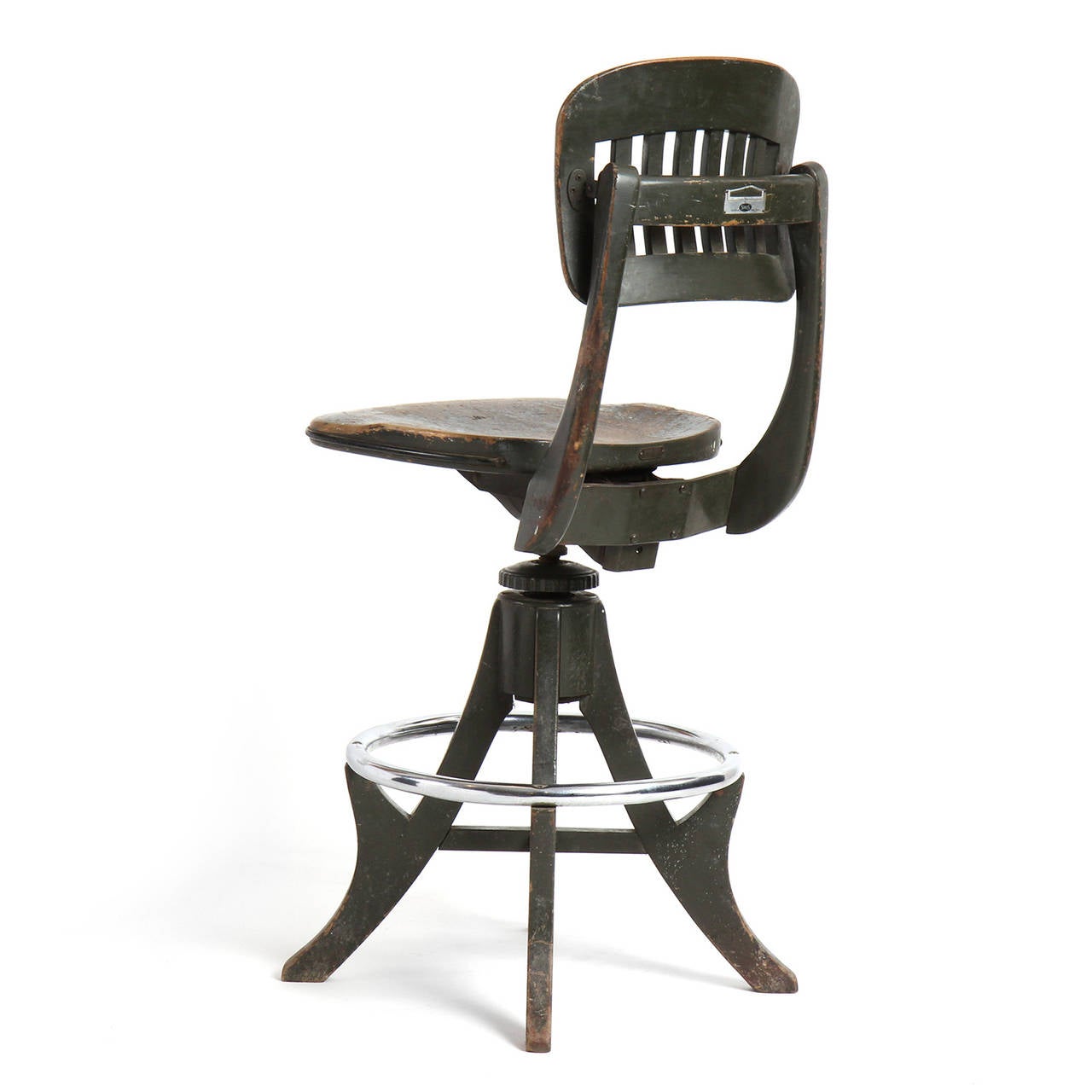 Industrial Adjustable Swivelling Stool by Sikes