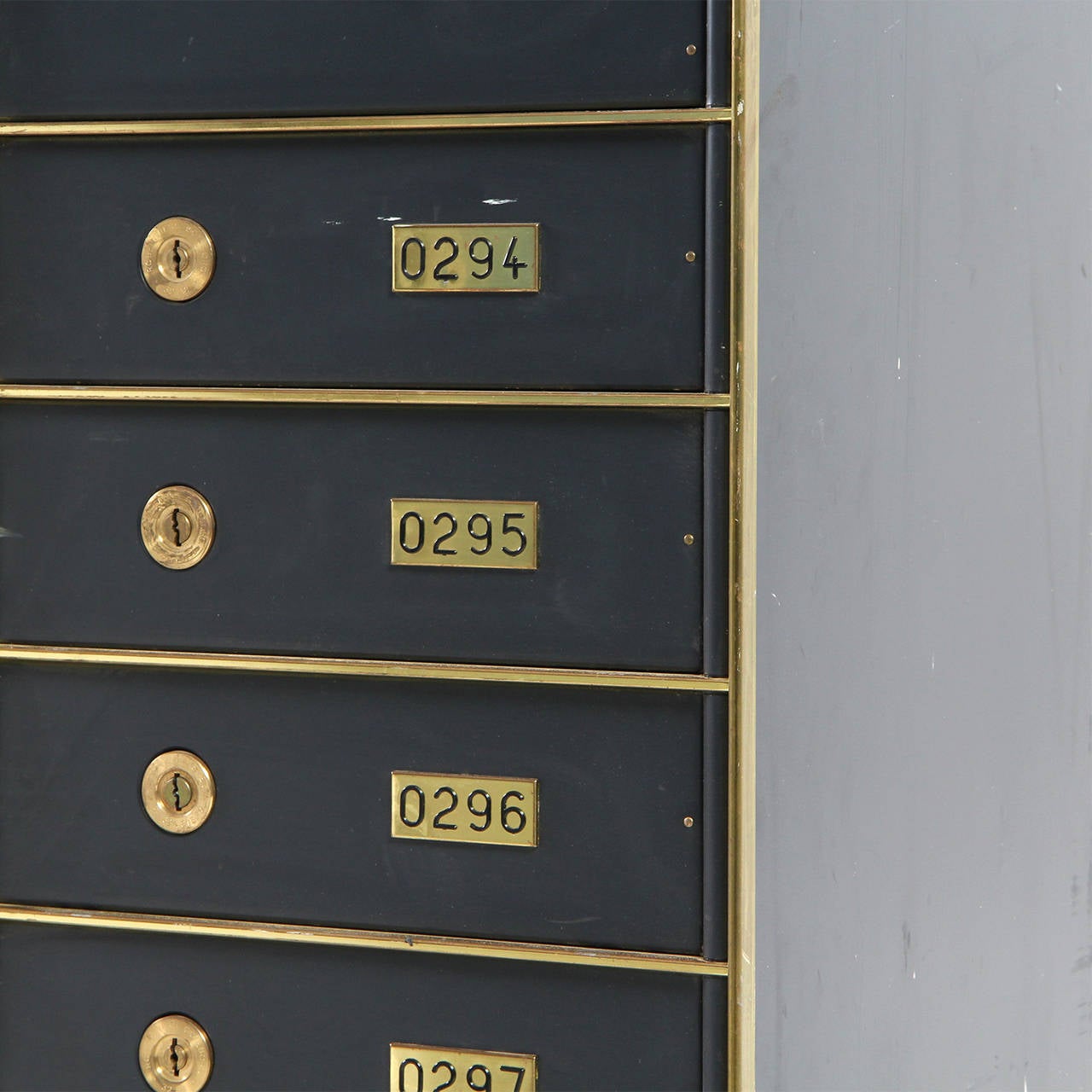 Enumerated Stacked Safety Deposit Boxes In Good Condition For Sale In Sagaponack, NY