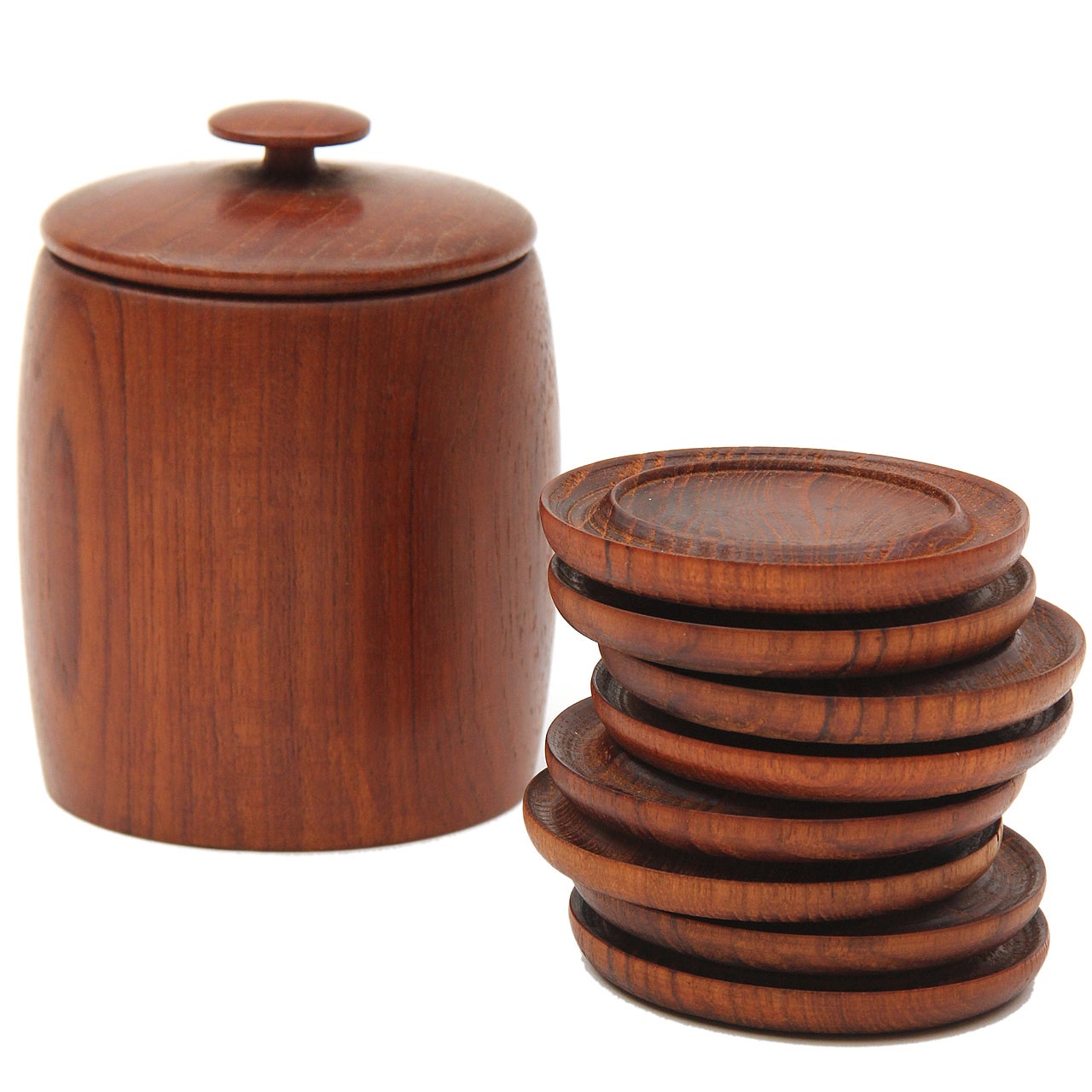 Teak Coasters And Storage Canister