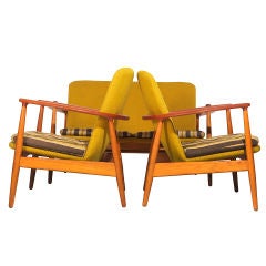 Teak and Oak Framed Chairs 
Settee by Arne Vodder