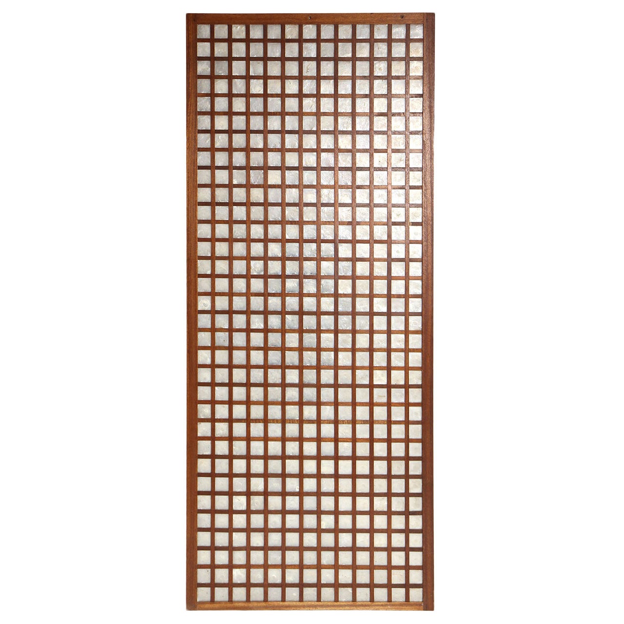 1950s Mahogany and Capiz Shell Gridded Panel For Sale