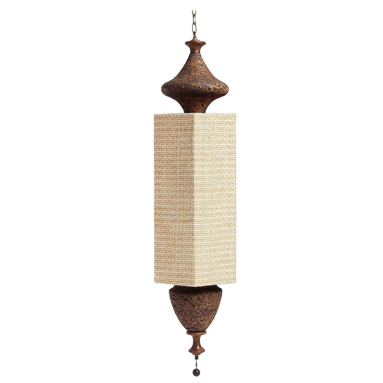 Cork and Walnut Hanging Lamp For Sale