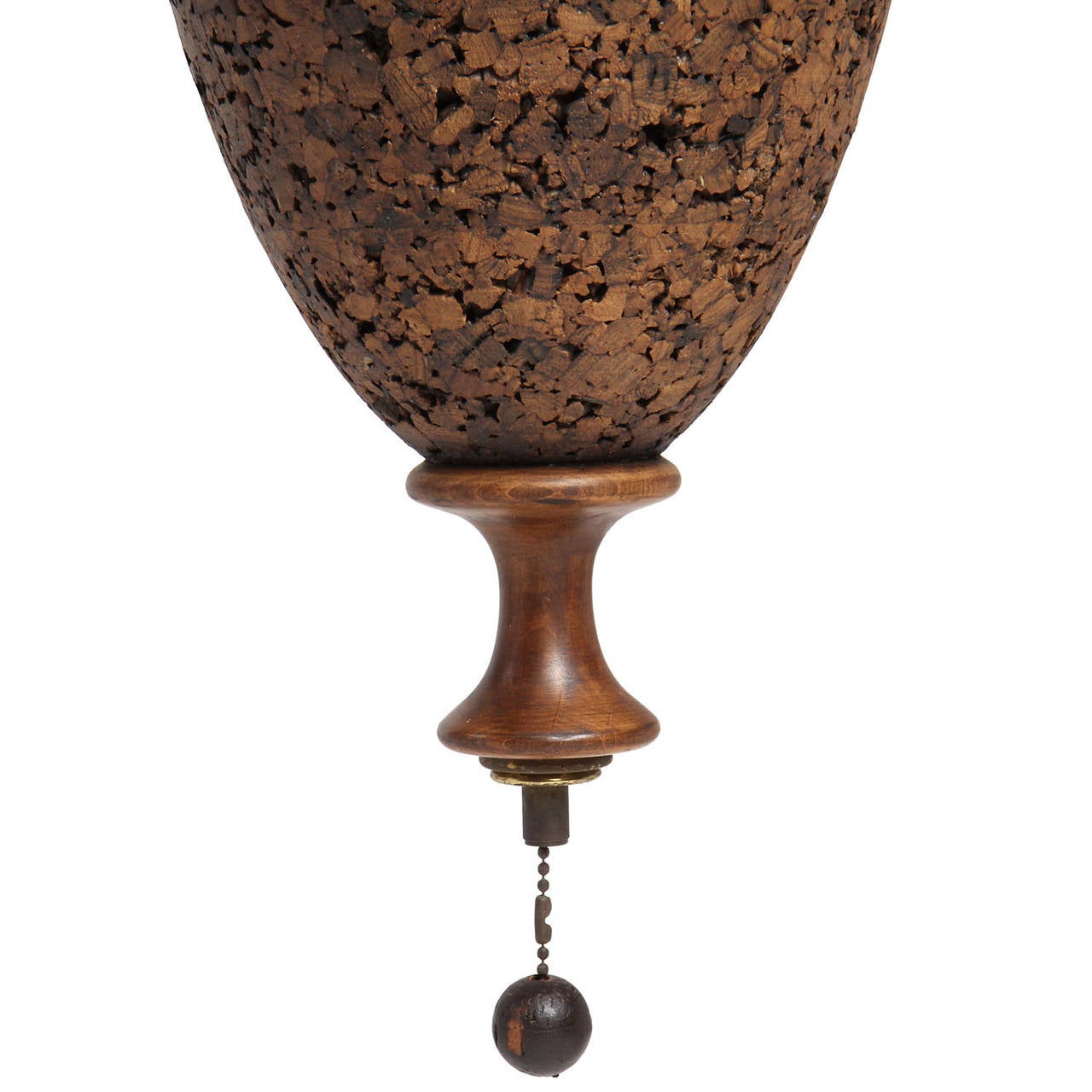 Mid-20th Century Cork and Walnut Hanging Lamp For Sale