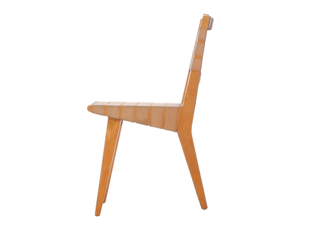 Mid-Century Modern Webbed Birch Side Chair Set by Jens Risom