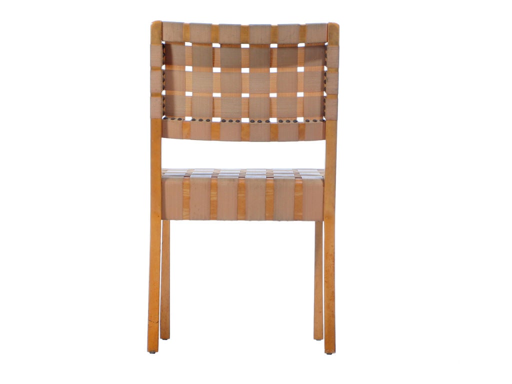 Woven Webbed Birch Side Chair Set by Jens Risom