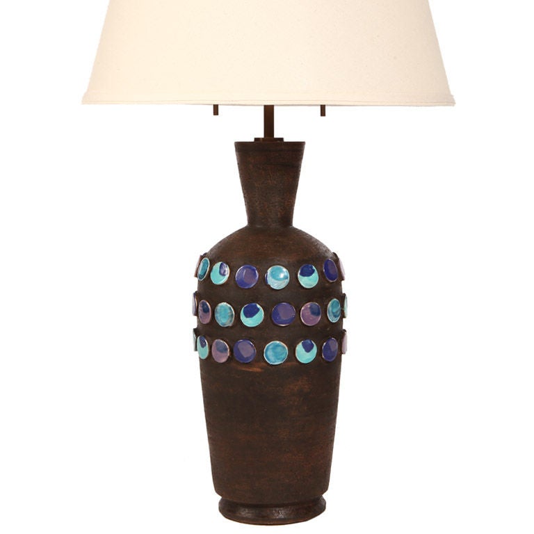 Ceramic Lamp with Blue and Purple Tiles
