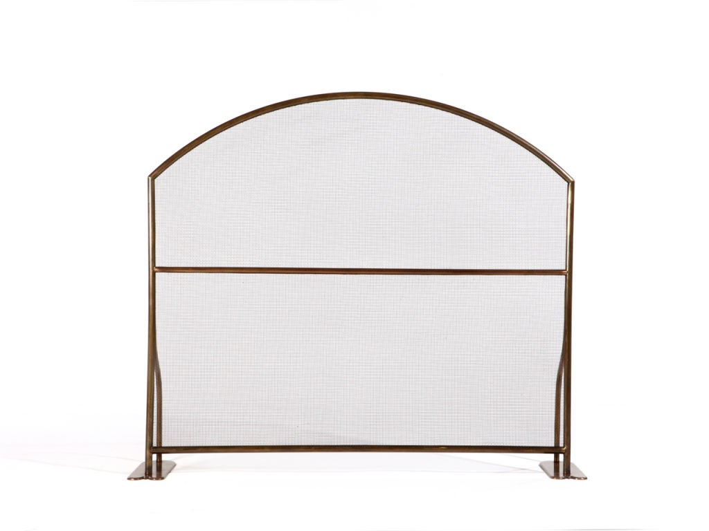 Simple brass firescreen with arched top