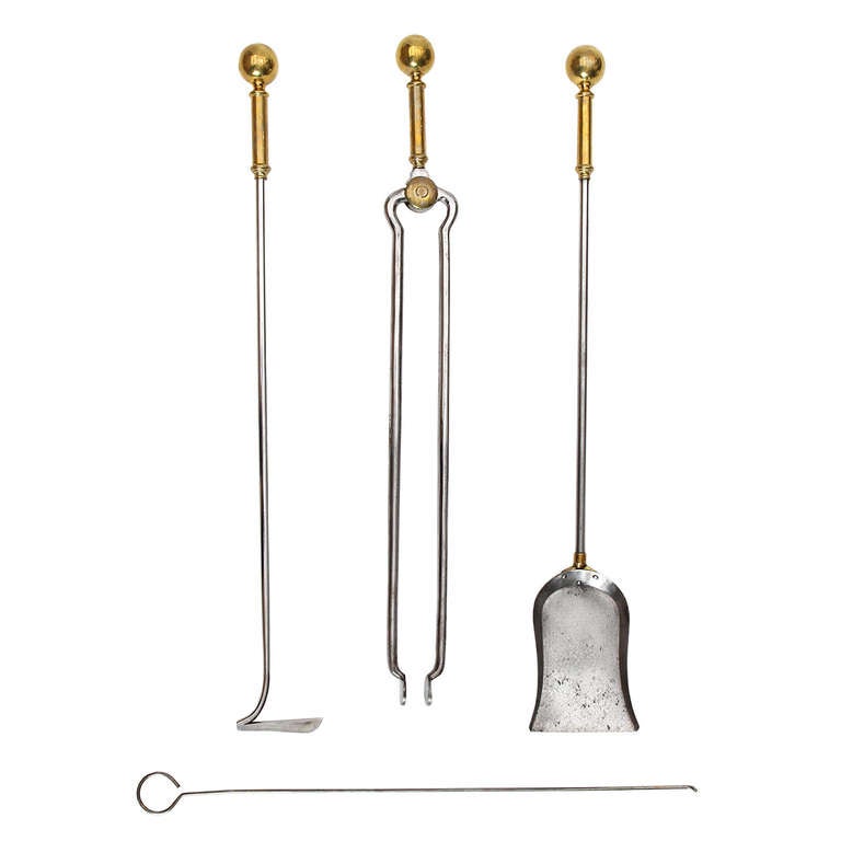 Art Deco Ball Finial Firetool Set