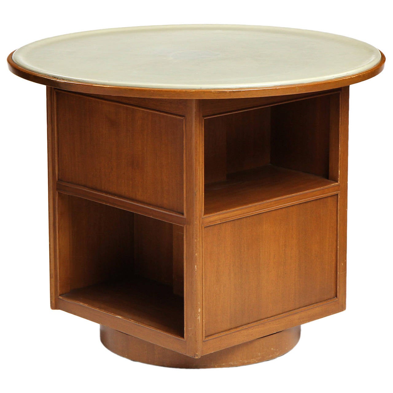 Four Sided Leather Top Table by Dunbar For Sale at 1stdibs