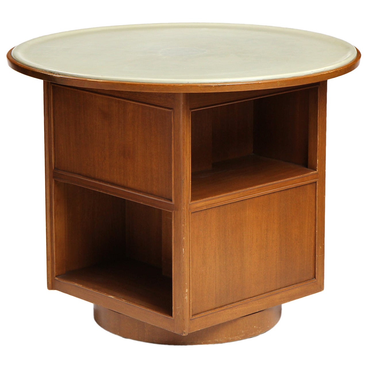 Four Sided Leather Top Table by Edward Wormley For Sale