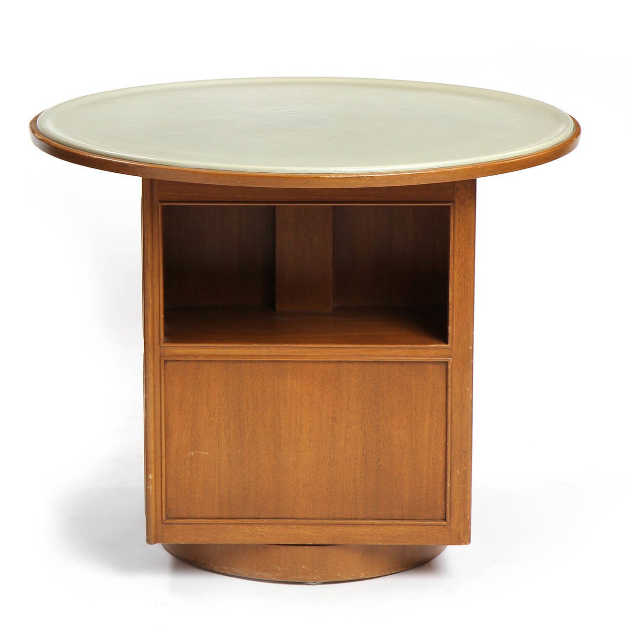 Mid-20th Century Four Sided Leather Top Table by Edward Wormley