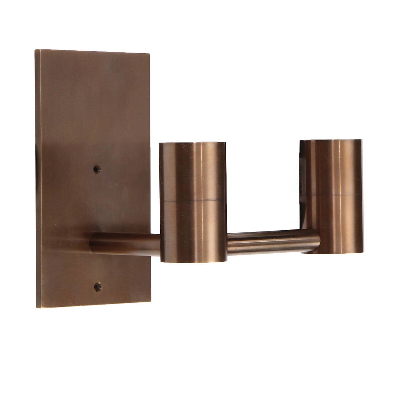 Industrial Wyeth Original Double Arm Wall Sconce in Patinated Brass For Sale