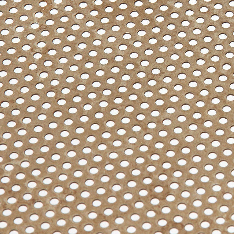 Mid-Century Modern 1950s American Perforated Steel, Iron and Brass Trompe L'oeil Table